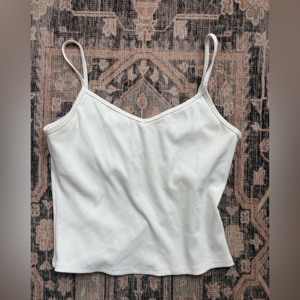 GAP White Ribbed Spaghetti Strap Tank